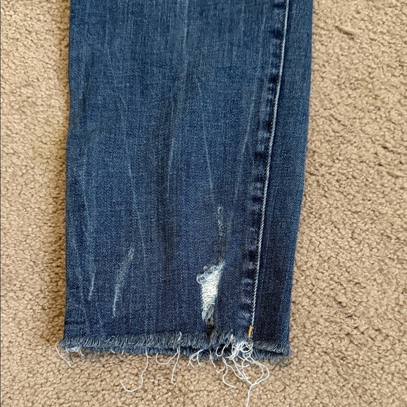 a.n.a Medium Blue Cropped Jeans with Distressed Hem - Picture 4 of 9
